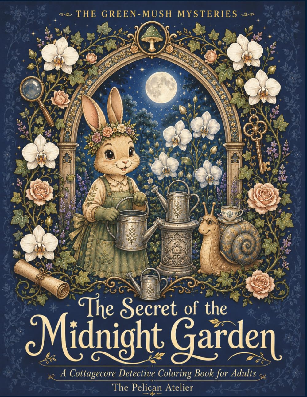 The Secret of the Midnight Garden: A Cozy Cottagecore Mystery Coloring Book for Adults Featuring Woodland Animals, Moonlit Gardens, and Relaxing ... A Cottagecore Detective Coloring Adventure)