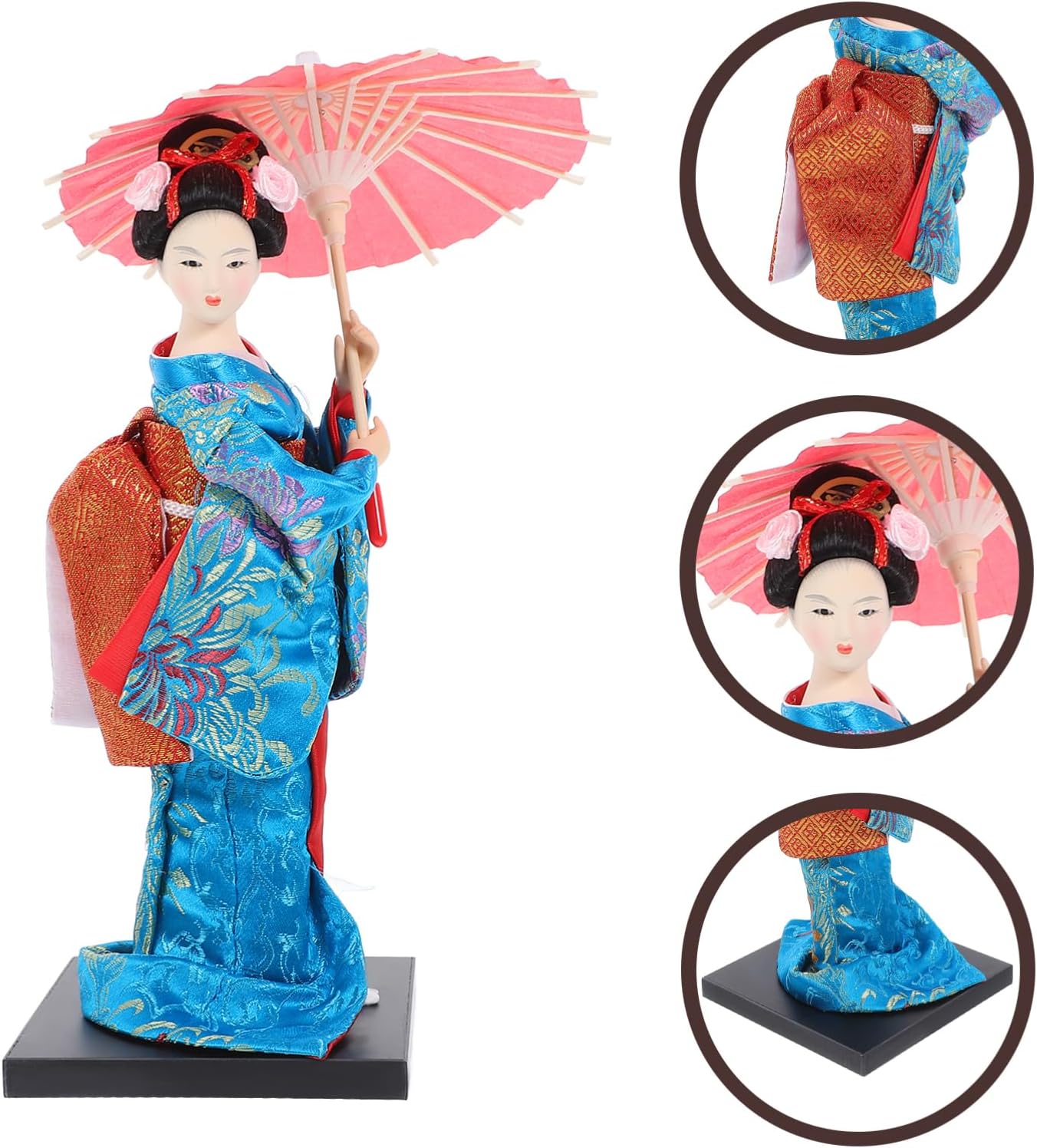 Luxshiny Japanese Geisha Kimono Doll Ornaments Asian Kimono Doll Handicrafts Statuette Folk Ethnic Collectible Figurine Statue Decoration Present for Office Home Blue
