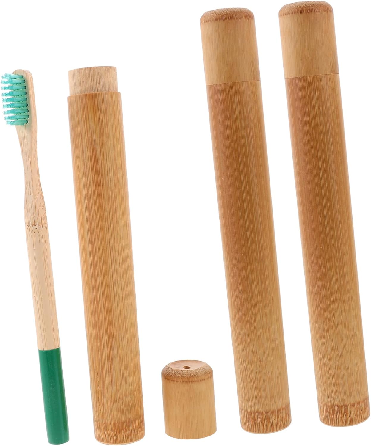 VICASKY Biodegradable Toothbrush with Tube Case Disposable Travel Toothbrush Kit Moderate Hardness Bristles for Gentle Gum Care Ergonomic Handle Random Colors Random Color