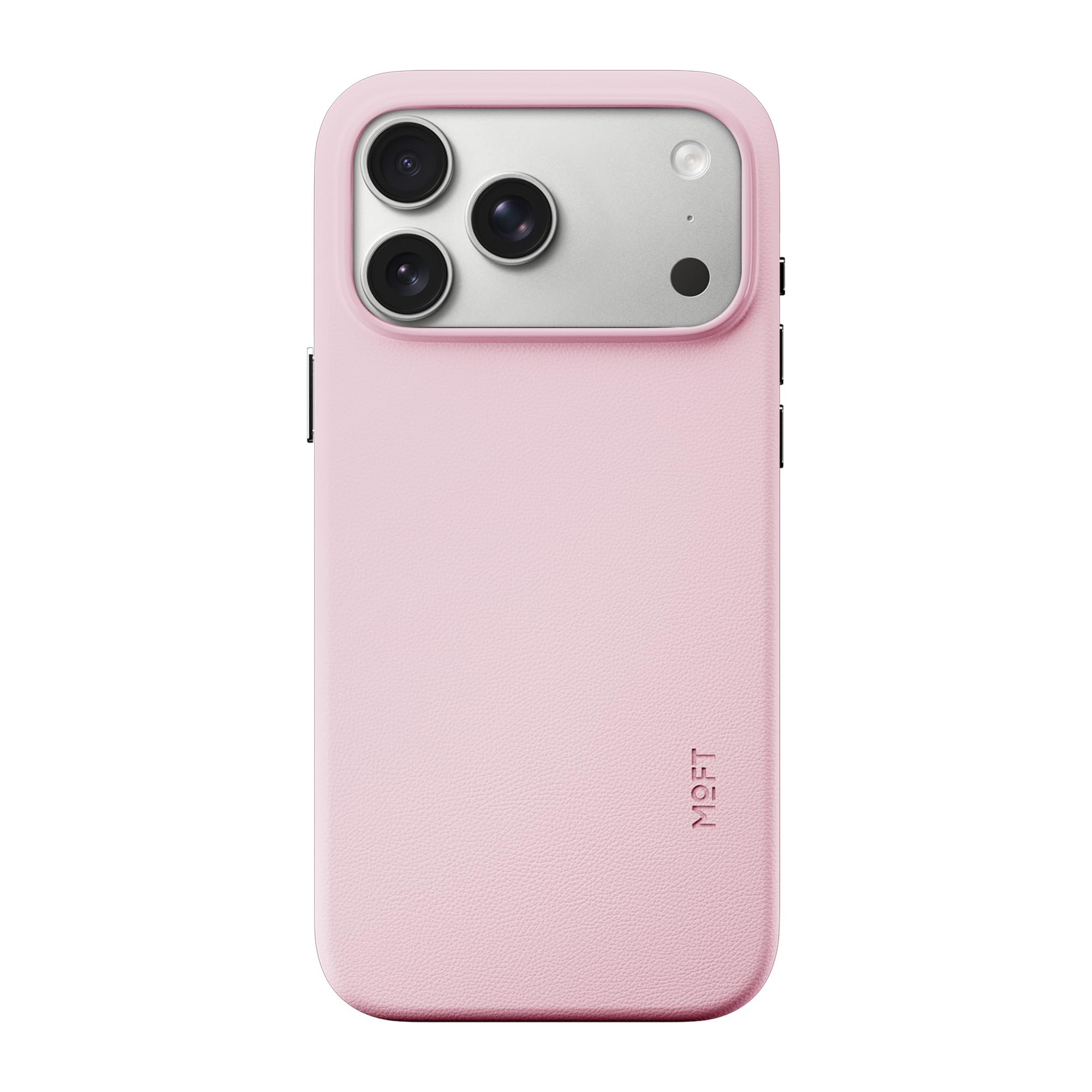 MOFT MOVAS wegańskie etui na telefon iPhone 17 Pro Max, pokrowiec skórzany z magnesem, miękkie zatrzaśnięcie, zachowanie koloru, odporne na plamy, łatwe do czyszczenia, jasnoróżowe