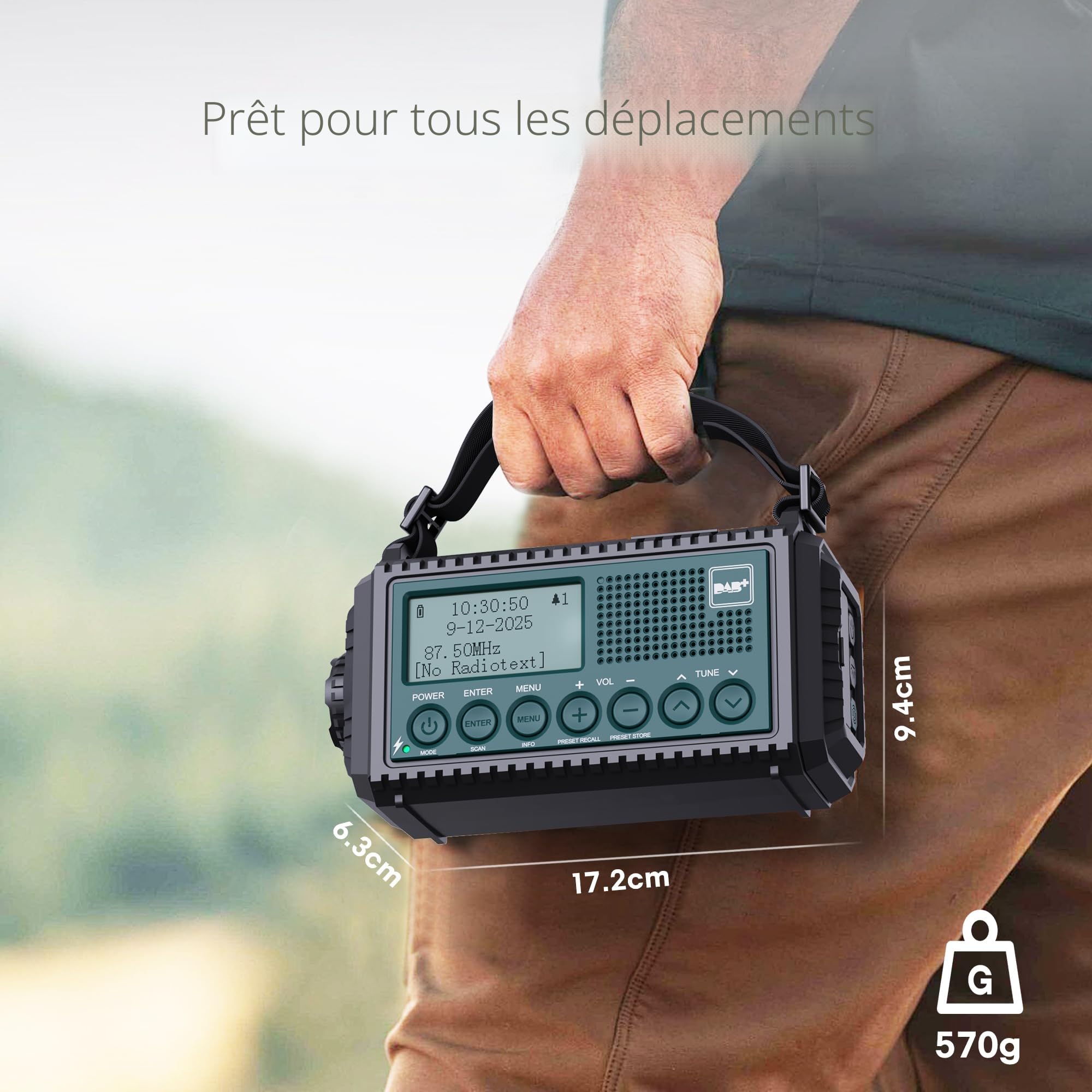 Dab/Dab+/FM Radio d'urgence Portable, Radio Solaire Manivelle avec Lampe Torche LED & Lampe de Lecture, 5000mAh Batterie Rechargeable, Alarme SOS de Camping, Bleu