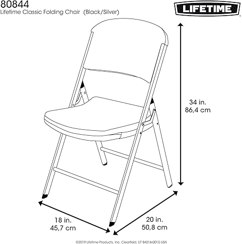 Miniatura 11 de LIFETIME 80844 Sillas plegables de grado comercial, paquete de 6, color negro Negro -,Granito blanco,Almendra,Negro/Plata,Gris