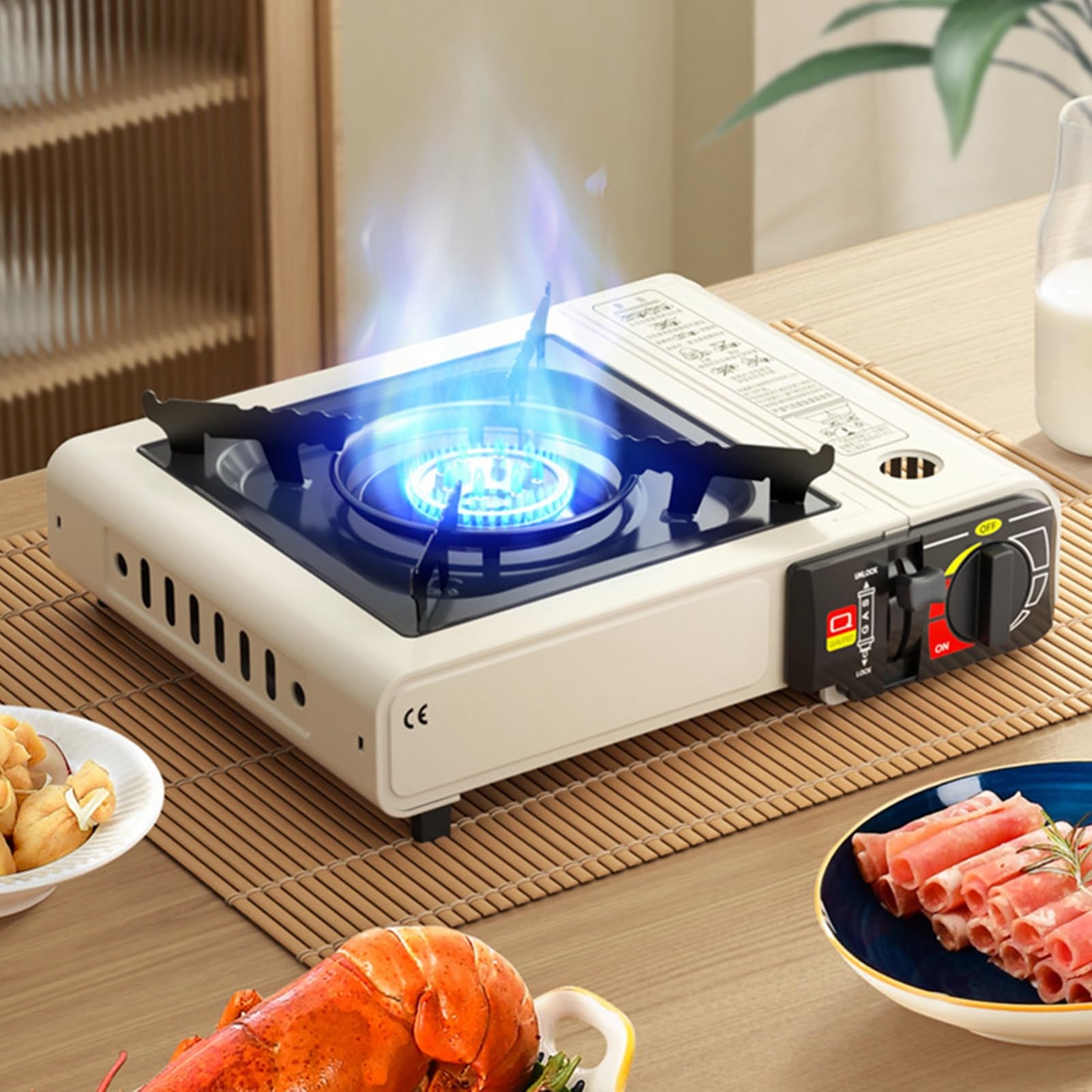 Fornello Da Campeggio Portatile Leggero Compatto Antivento Multifunzione | Griglia Barbecue Piano Di Cottura Fornello Bruciatore Multifunzione, Riscaldamento Rapido, Portatile per Campeggio, Escur