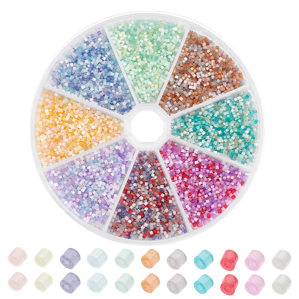 Etwa 16000 Stück Glasperlen 1.6mm 8 Farben Glasperlen Rocailles Perlen Taillenperlen Mehrfarbig Runde Mini Abstandsperlen Zur Schmuckherstellung Weihnachtsdekoration