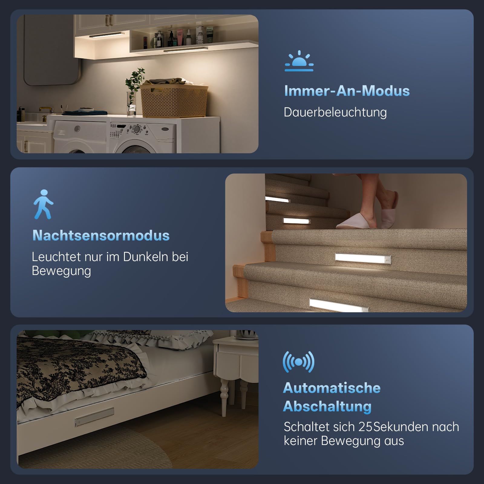 Unterbauleuchte Küche LED, 40 cm Bewegungsmelder Licht, 5 Stück | 2200mAh, 74LEDs, USB-Ladung,3 Farbtemperaturen & 5 dimmbare Helligkeit,Magnetsaugeinstallation,für Kleiderschrank, Küche
