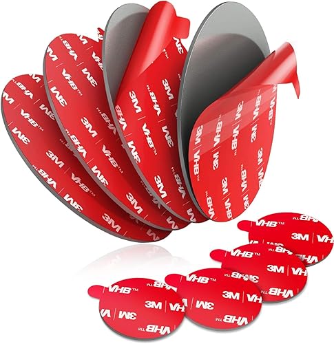 3M VHB - Repuesto adhesivo adhesivo, 4 almohadillas circulares de doble cara de 3.15 pulgadas para tablero/parabrisas, soporte de teléfono, 4 cintas