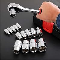JJX 14 részes E-Torx csillagkulcs készlet tokban, 1/4", 3/8", 1/2" hajtásokkal, E4-E24 méretben, króm-vanádium acélból, autószereléshez és b 7