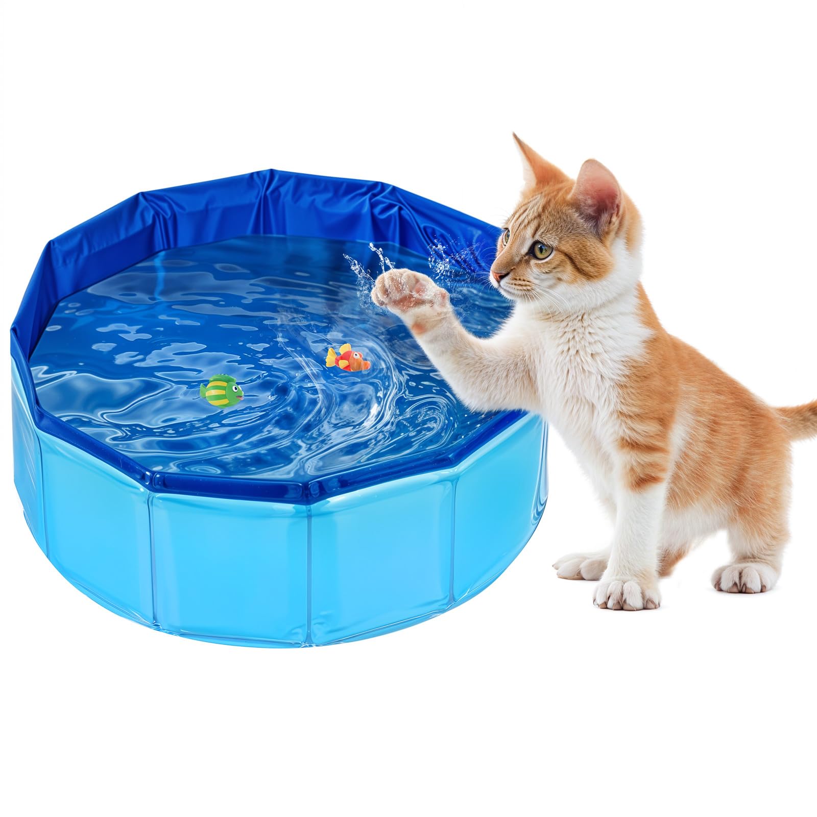 Yaheetech Piscina per Cani Vasca da Bagno Pieghevole Antiscivolo per Animali Cani Gatti Coniglio in PVC da Esterno Interno Blu M 100 x 30 cm