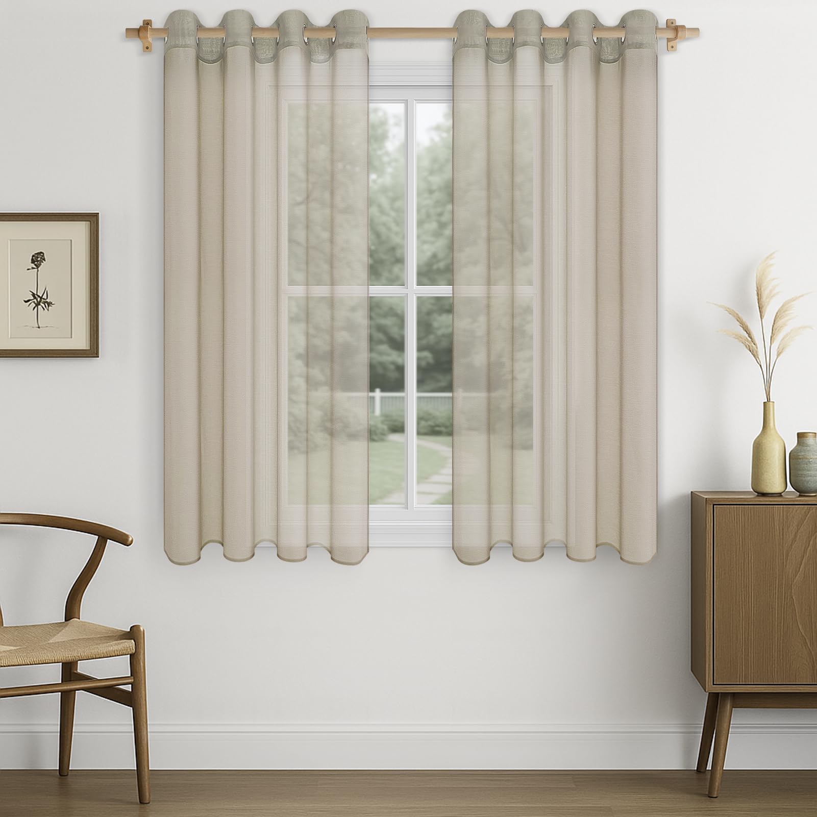 1 paio di tende trasparenti in voile per camera da letto, cucina, soggiorno, cameretta dei bambini, completamente cucite e orlate 241,3 cm di lunghezza (bianco, 241,3 cm di lunghezza