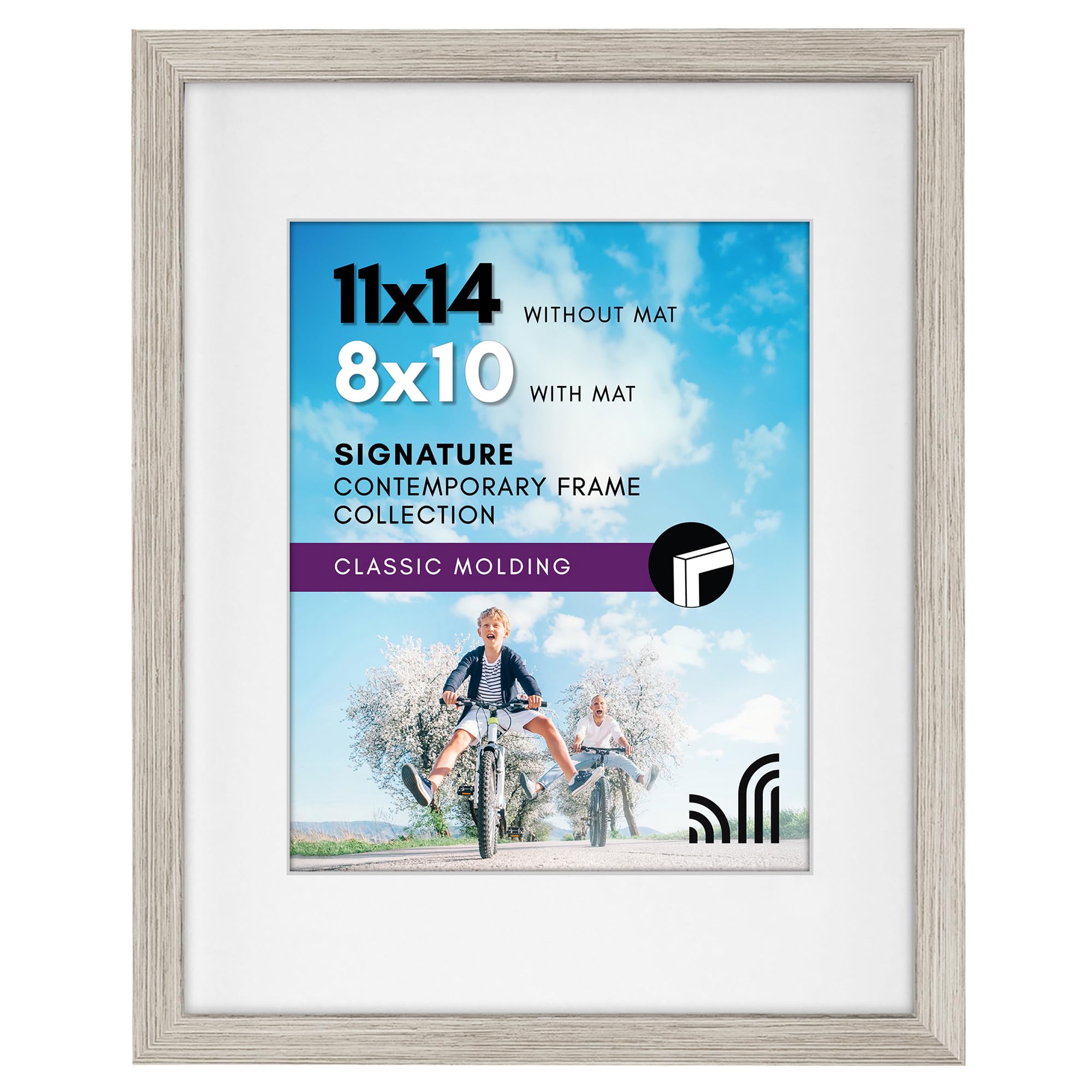Americanflat Driftwood 11X14 Picture Frame With Shatter-Resistant Glass - Use As 8X10 Frame With Mat Or Display 11X14 Photo Without Mat - Signature Collection - Picture Frames For Wall Display