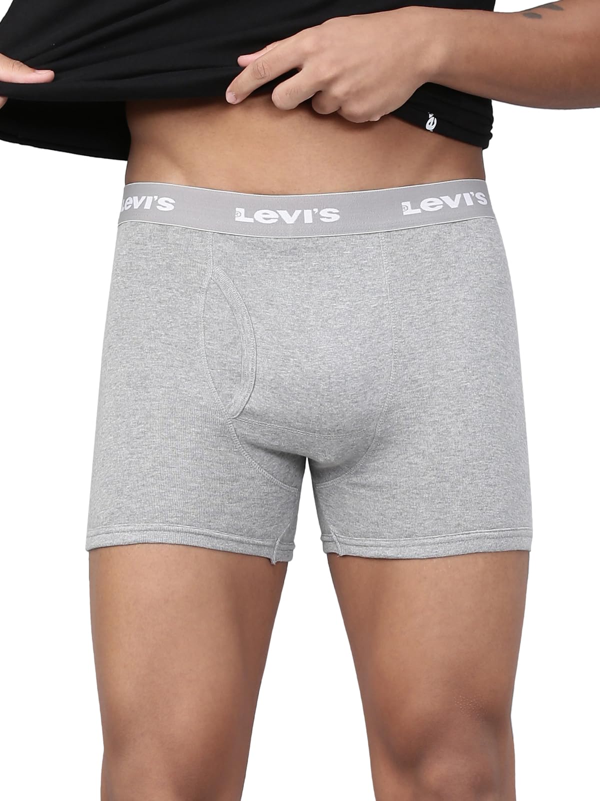 001 Men's Pure Cotton Solid Trunk - Mid Rise, Outer Elastic Waistband (Pack of 1)