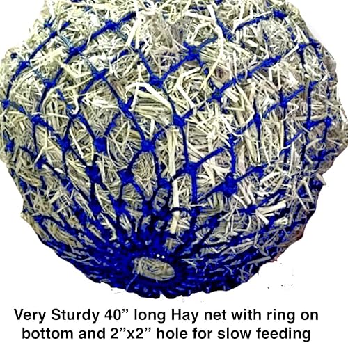 Miniatura 7 de Majestic Ally Agujeros de 2 x 2 pulgadas, alimentación lenta, red de heno muy resistente con anillo inferior para caballos deseados, cuerda de