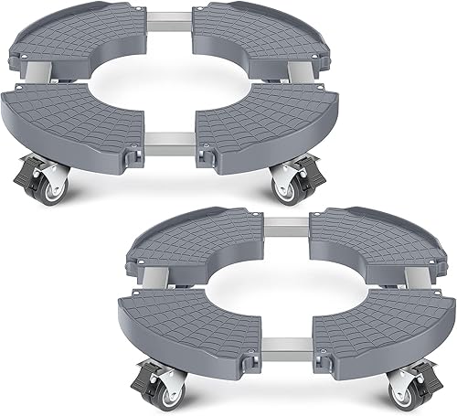 sanyi Organizador para plantas con ruedas, paquete de 2 soportes ajustables de 15 a 21 pulgadas con ruedas, soporte para plantas resistente con