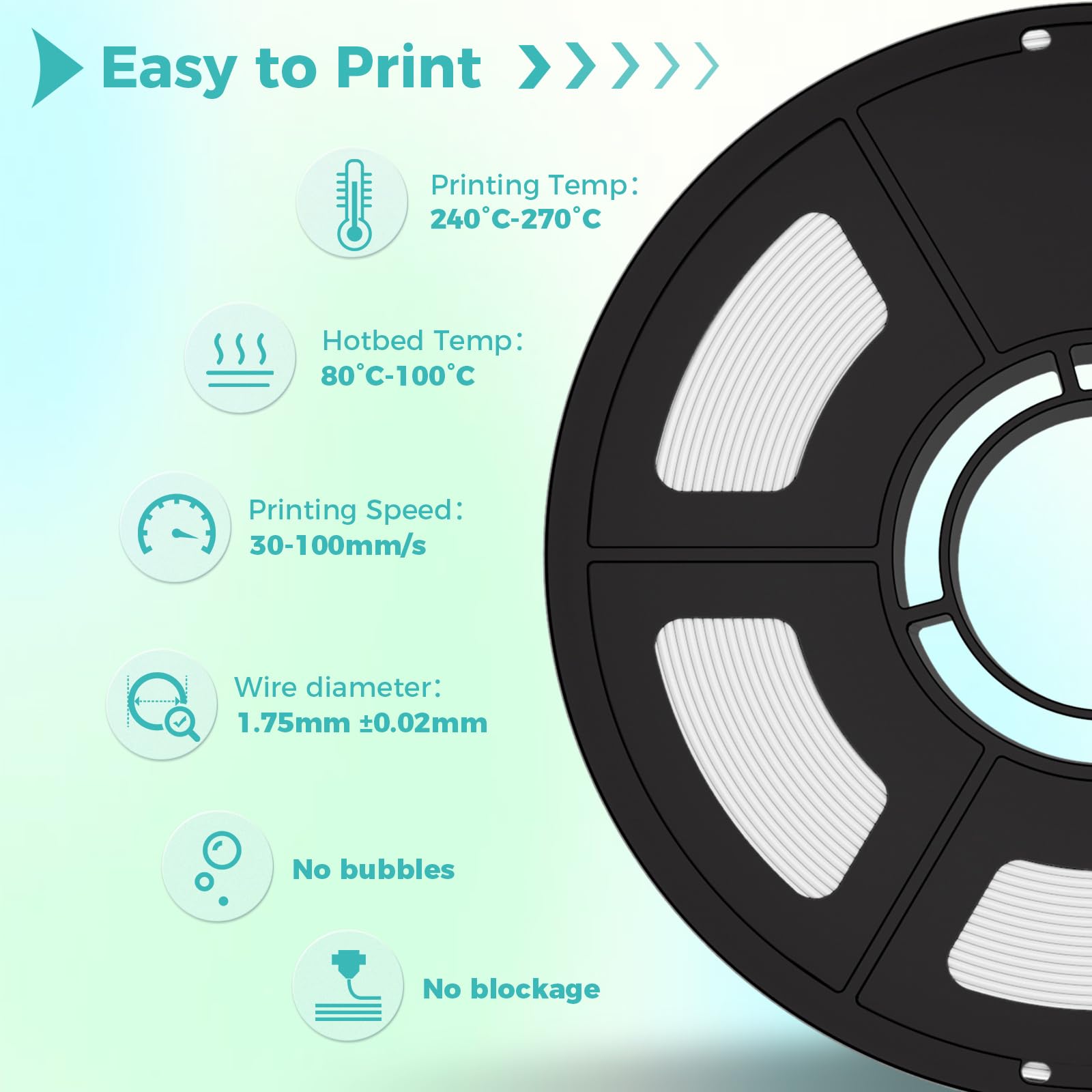 IEMAI ASA filament ASA 1,75 mm 5 kg, do drukarki 3D, zestaw wielokolorowy, czarny/biały/brązowy/zielony/niebieski, odporny na promieniowanie UV, odporny na wysokie temperatury, dokładność pomiaru +
