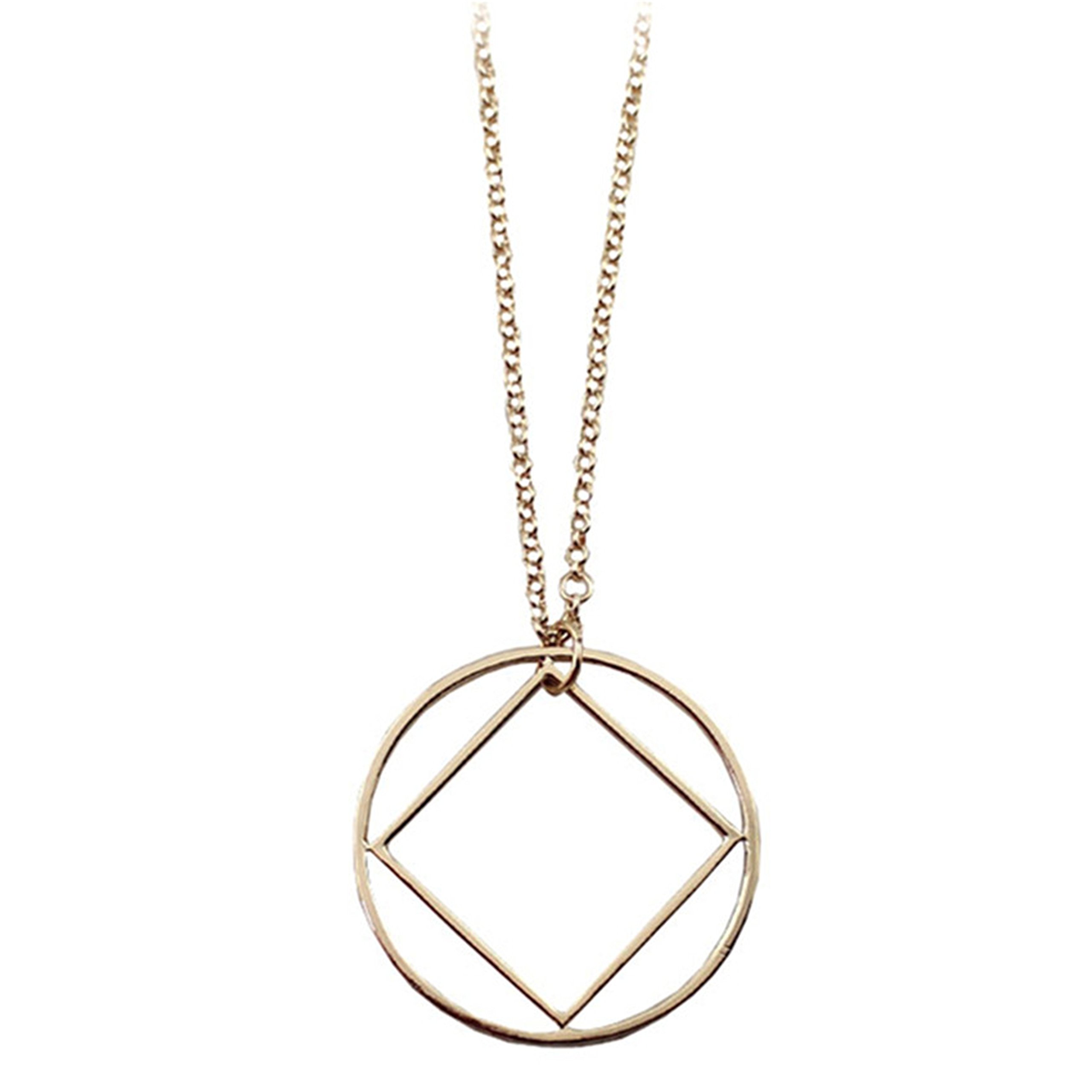 Gold Colour Circle-Square Shape Alloy Necklace 54cm - NL251