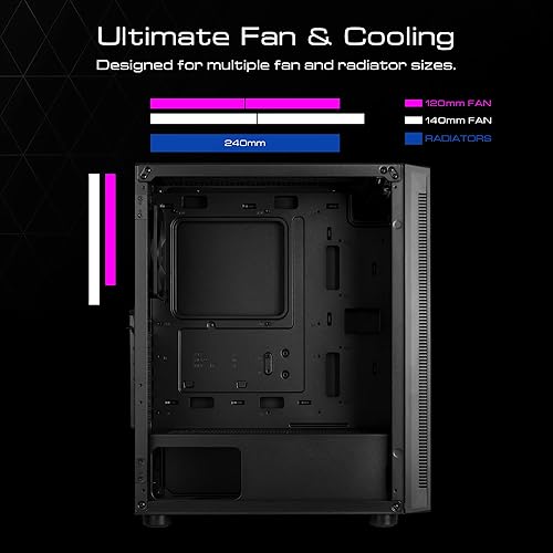 Miniatura 3 de GAMDIAS ATX Mid Tower - Carcasa para computadora de videojuegos con puerta abatible de vidrio templado, 1 ventilador ARGB de 4.724 in y