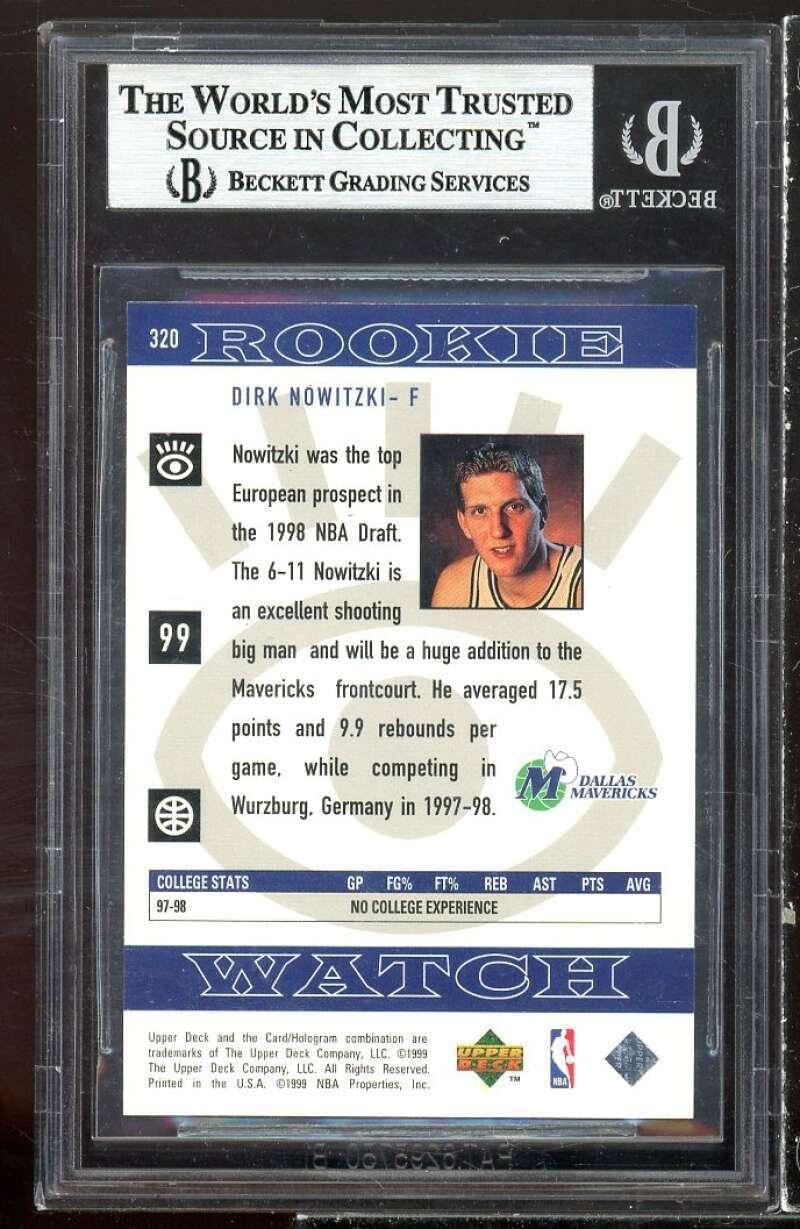 Dirk Nowitzki Rookie Card 1998-99 Upper Deck #320 BGS 8.5 (10 9 9 7.5) - Basketball Slabbed Rookie Cards