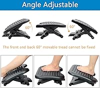 Vista 4 de Under Desk Footrest Adjustable Height Comfy Foot Rest with 30 Degree Angle Adjustment for Comfort Home, Office Pressure Relief