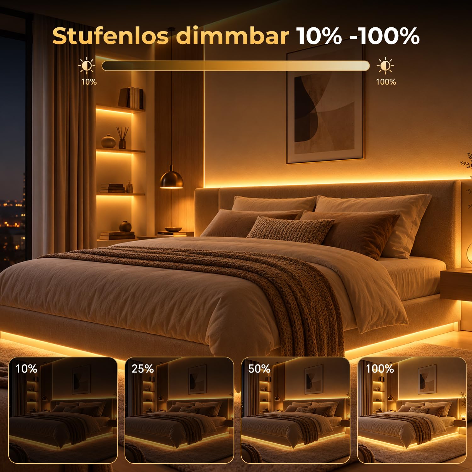 Striscia LED COB da 6 m, IP67, 3000 K, bianco caldo, dimmerabile, 24 V
