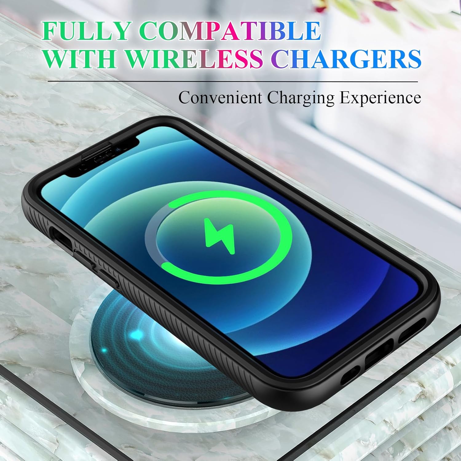 wahhle Compatible with iPhone 12/12 Pro Case, Built in Screen Protector Full Body Shockproof Slim Fit Bumper Protective Phone Cover 6.1'' Men Women-Black/Clear - Image 6