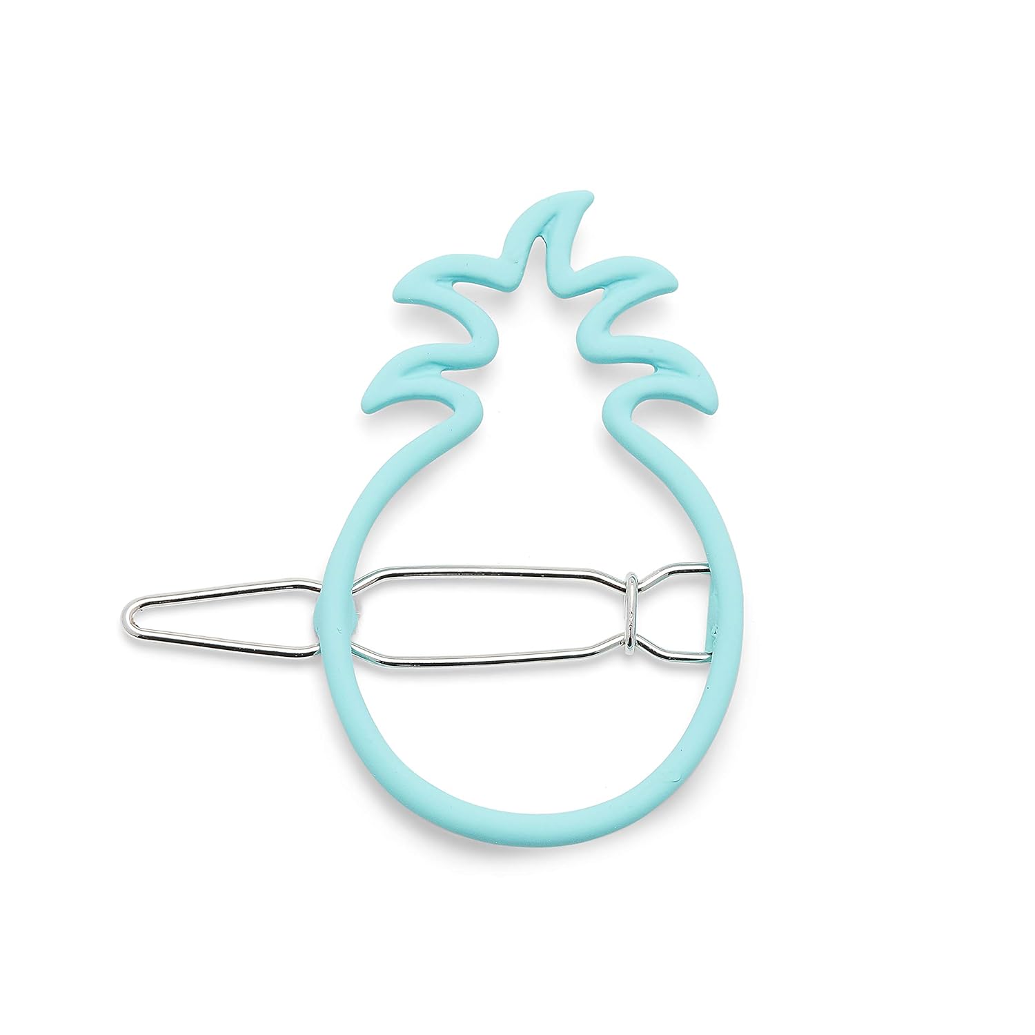 Pura Vida Blue Enamel Pineapple Hair Barrette - 100% Brass Base, Stylish Clip Design - 2 Inches