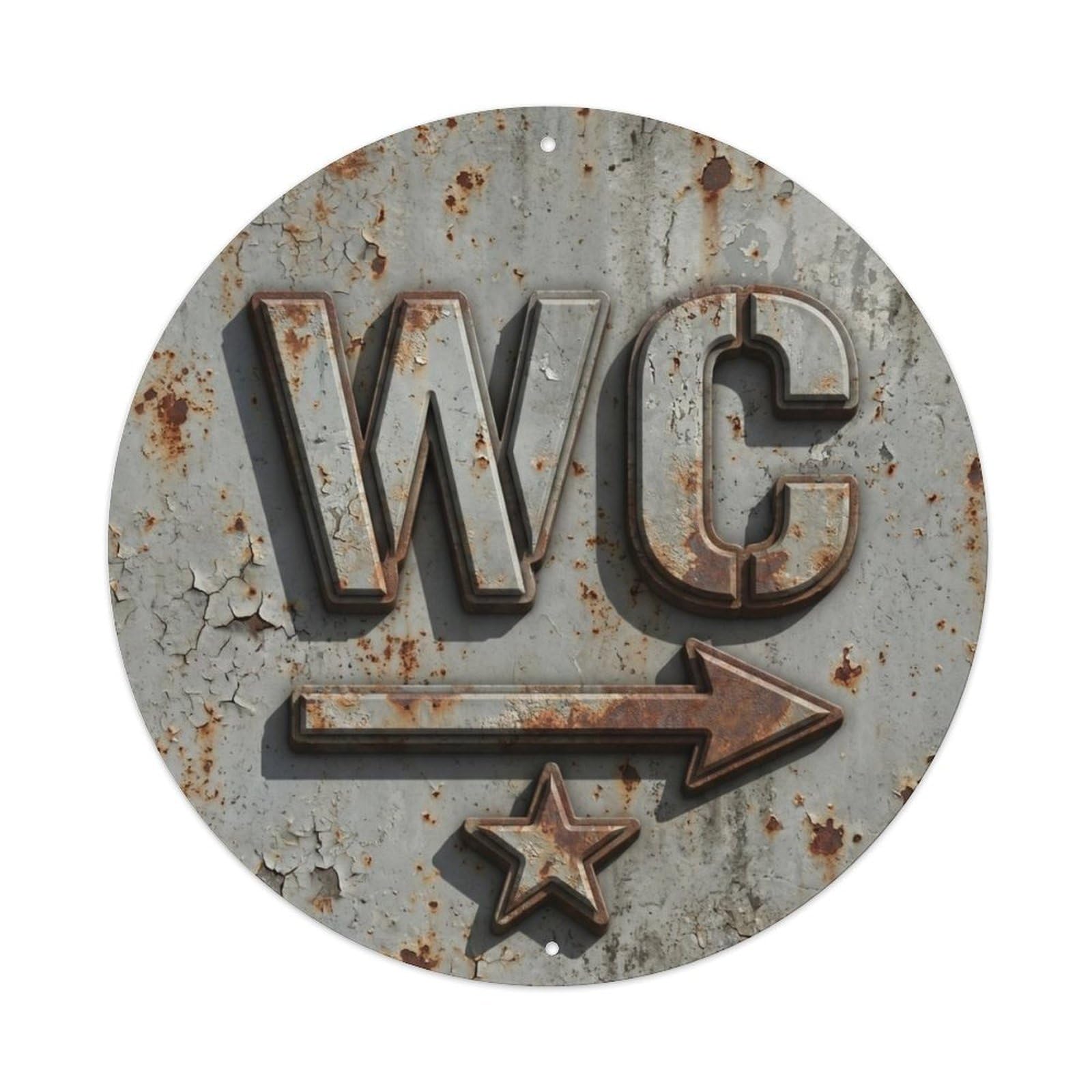 Toilet （WC） Workshop Ornament Metal Tin Sign Plaque Wall Decor for Cafe, Club Bar, Office, Home Garden Round Metal Poster 8x8Inch