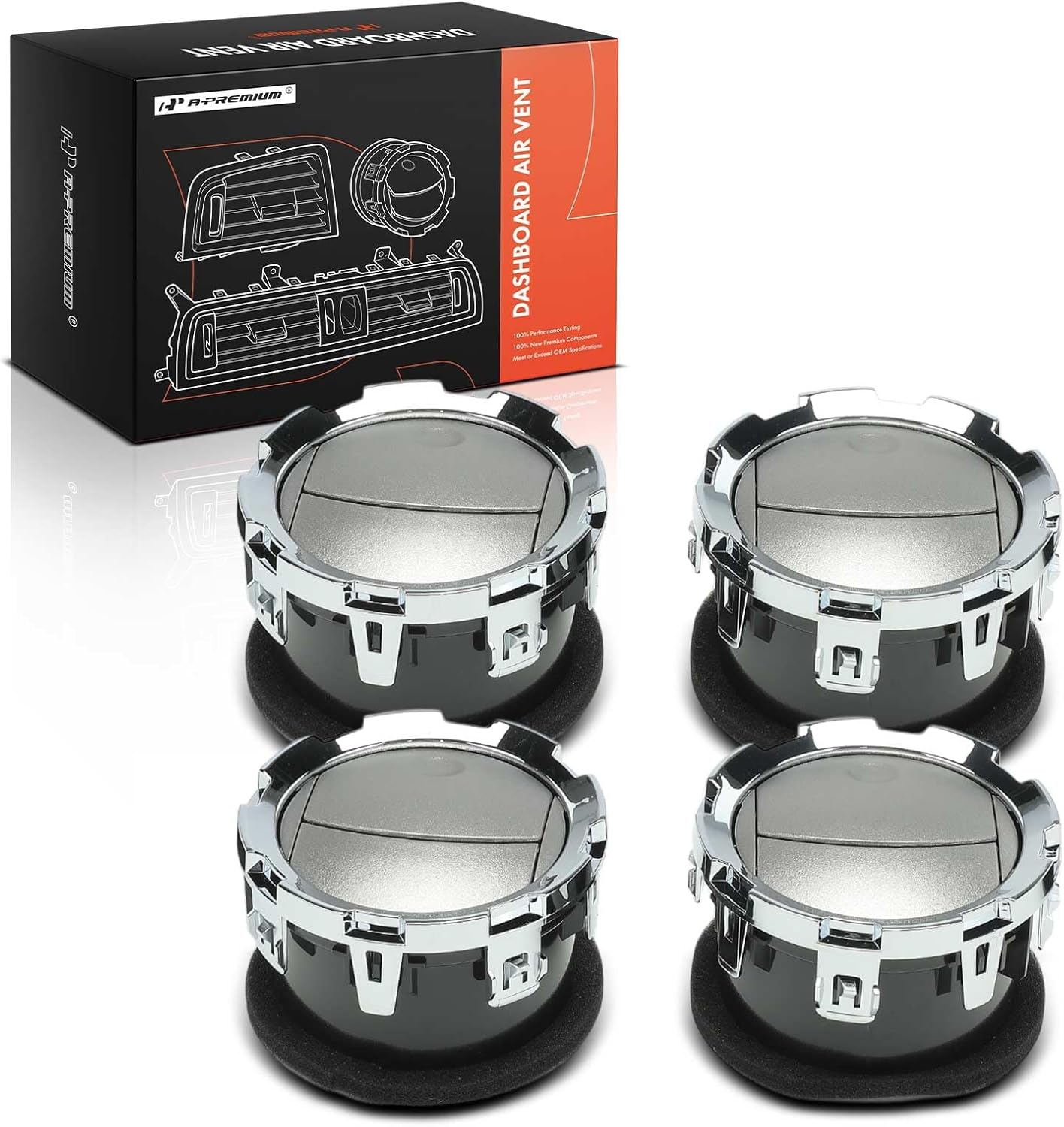 A-Premium 4PCS Dashboard Air Vent Compatible with Ford F-250 F-350 F-450 F-550 Super Duty 2011 2012 2013 2014 2015 2016, Chrome Silver