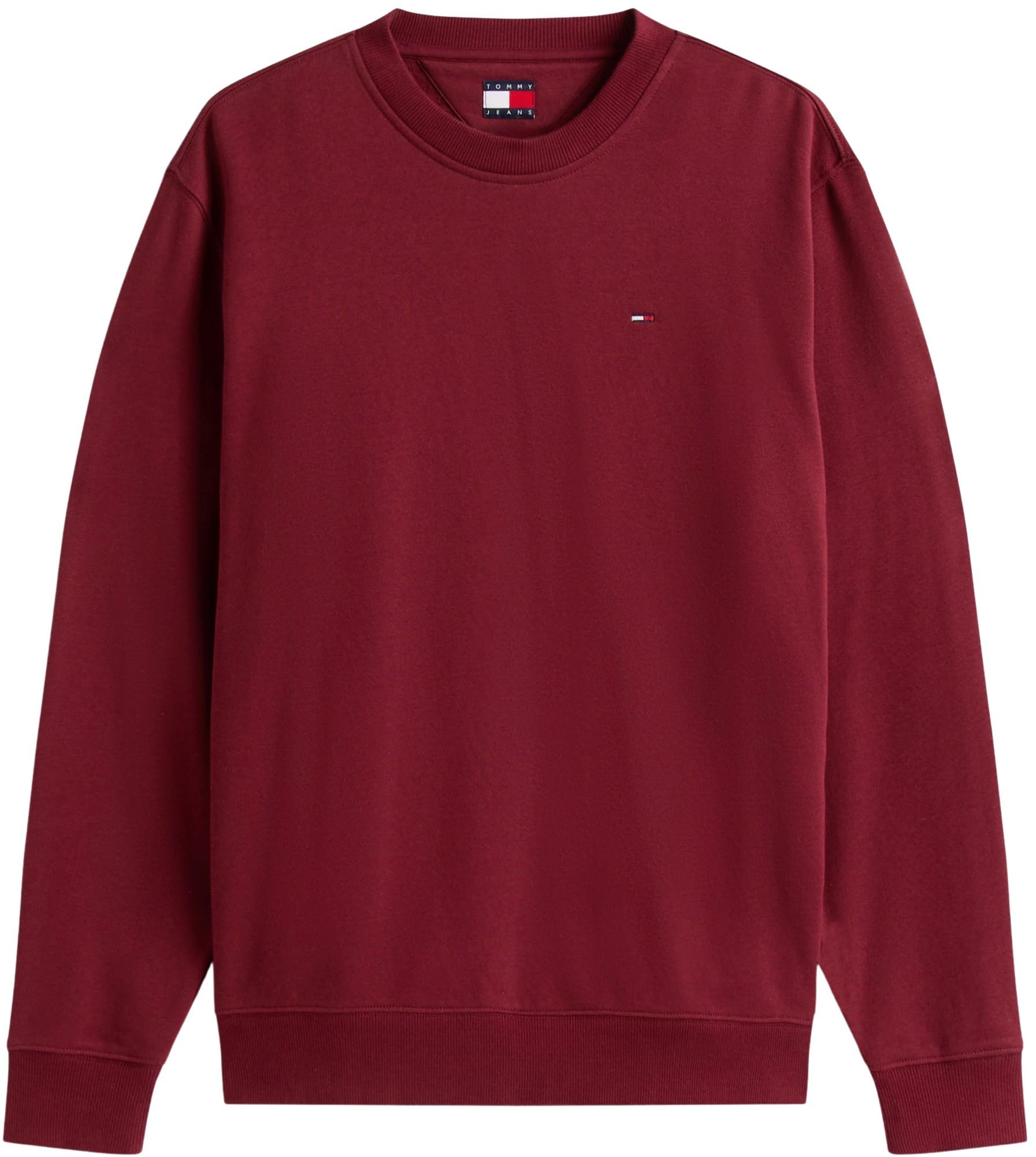 TOMMY JEANS Męski TJM REG S FLAG CREW DM0DM20741, czerwony, XS, Czerwone (czerwone wino), XS