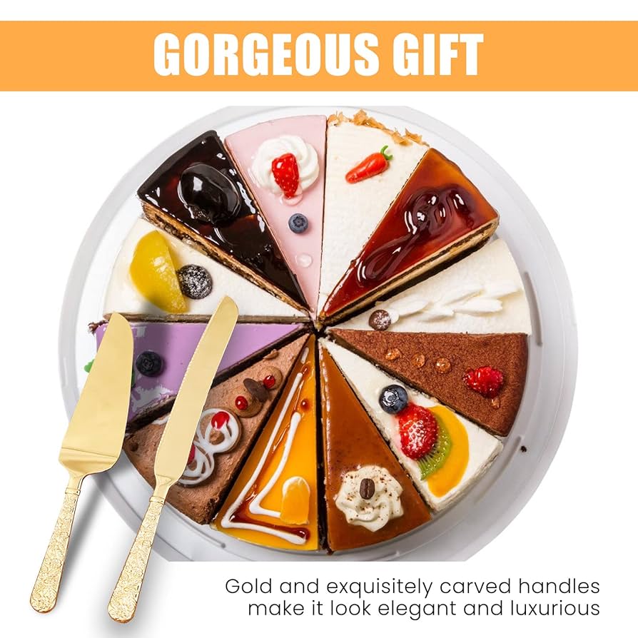 Amazon | ウェディングケーキナイフとサーバーセット: ゴールド