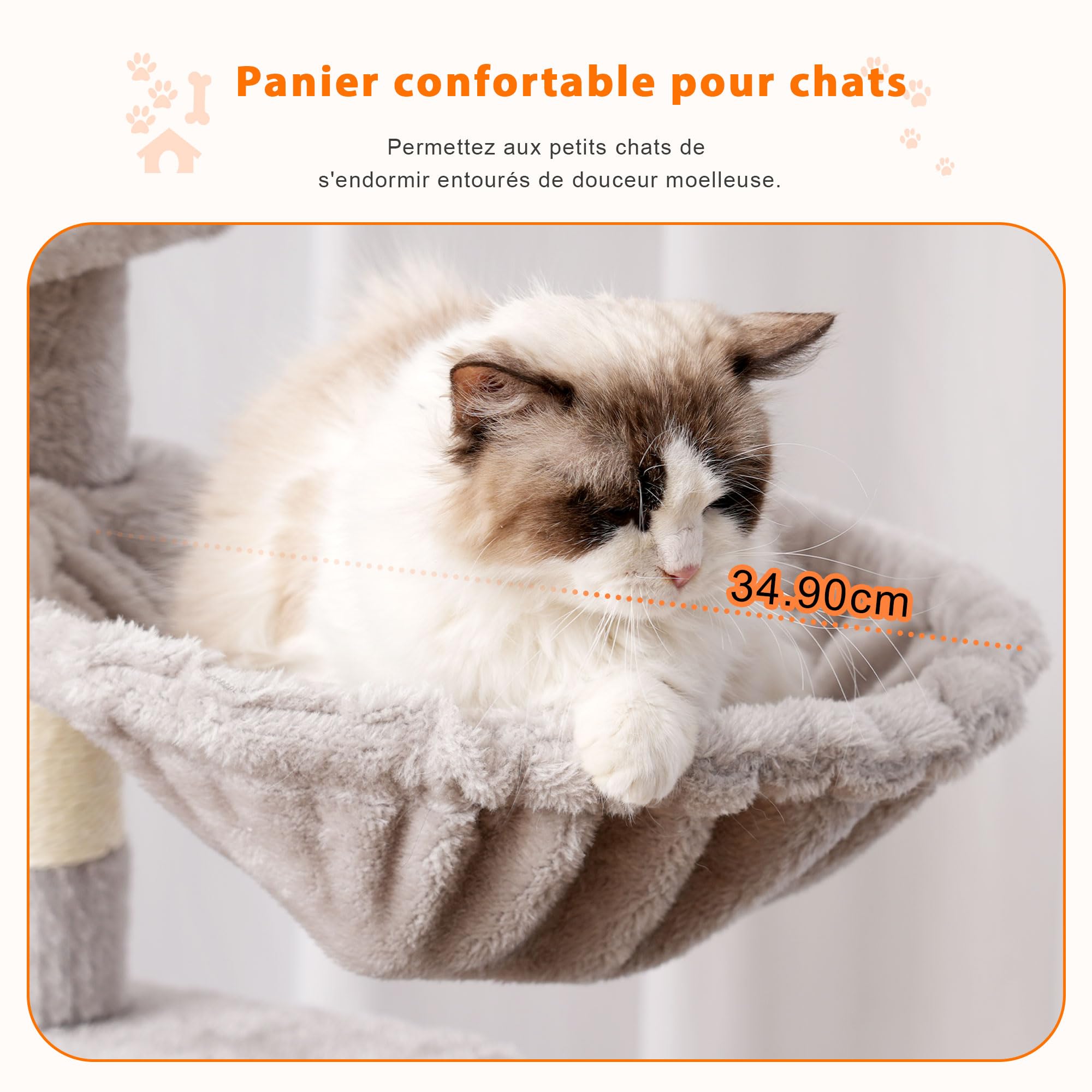 Heybly Arbre À Chat, De 178 cm De Hauteur, Colonne À Griffer pour Les Chats D'Intérieur, Arbre À Chat Multi-Étagé avec 8 Colonnes À Griffer, 2 Trou, 2 Plateformes, Hamac, Panier, Gris Foncé HCT036W