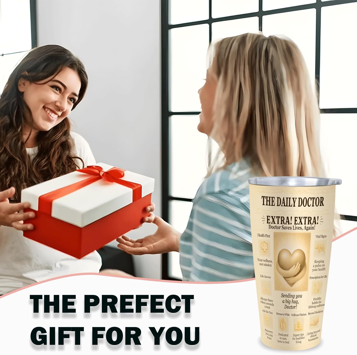 Doctor Gift – 20oz Insulated Stainless Steel Tumbler with Splash-Resistant Lid, Vintage Newspaper Design, BPA-Free Travel Cup for Physician Graduation, White Coat, Residency Match, Retirement - Image 8