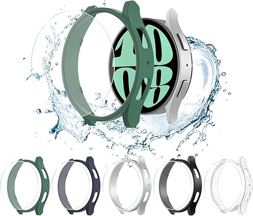 MoKo Funda protectora de 5+5 piezas compatible con Samsung Galaxy Watch 6 de 1.575 pulgadas, resistente a los arañazos y protector de pantalla de