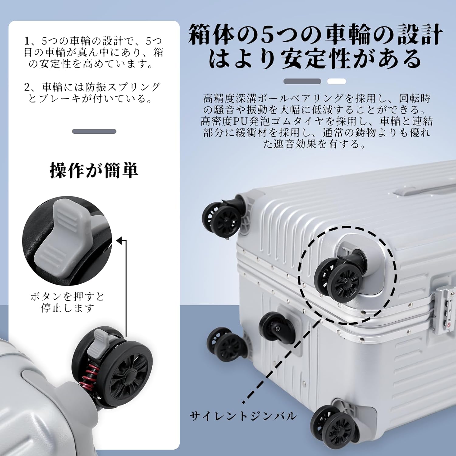 GGQAAA] 大容量 荷物 トロリースーツケース 女性 回転自在のキャスター