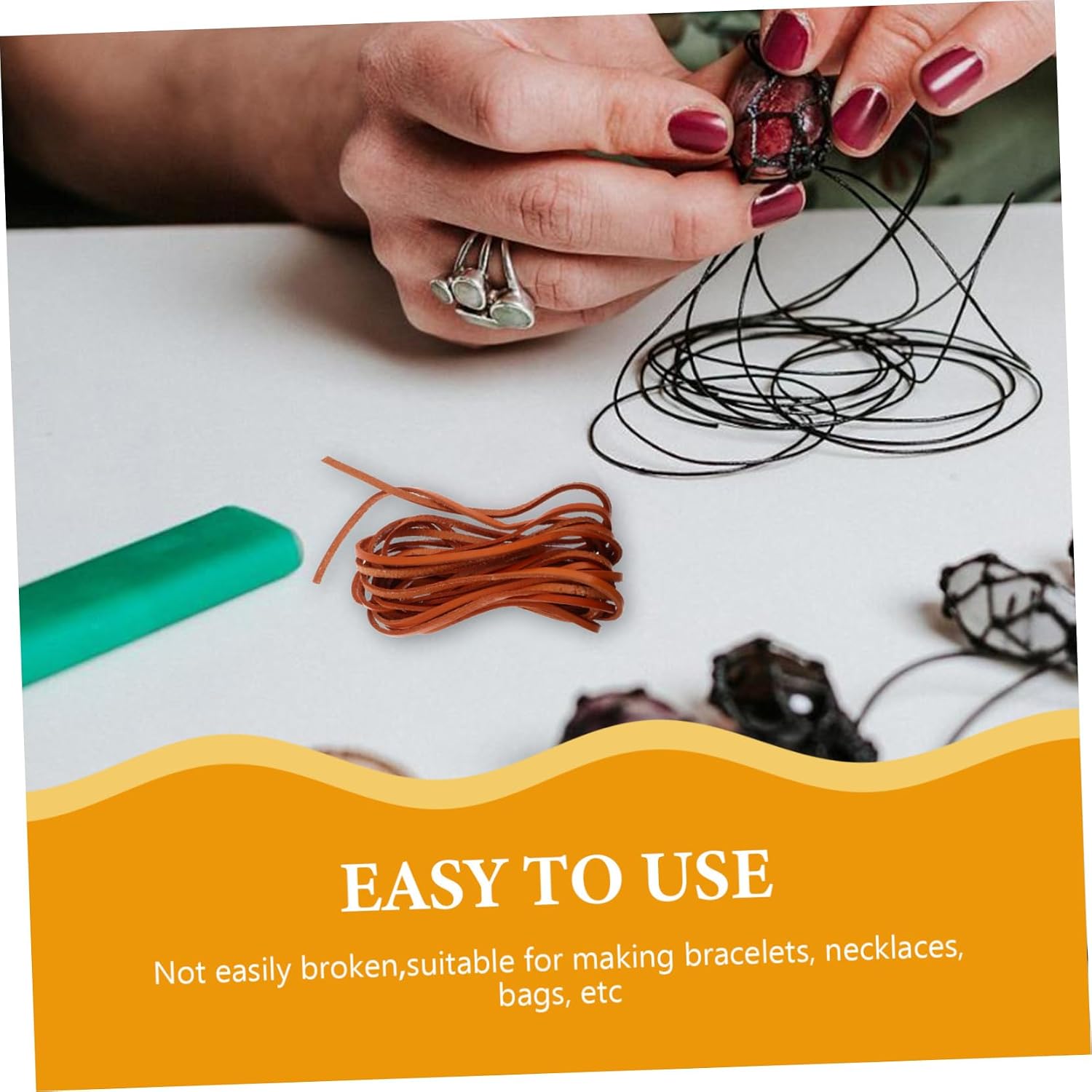 Angoily Leather Cords for Jewelry Making Cowhide Rope String for Crafts Light Brown Material for Necklaces and Bracelets Handmade Quality