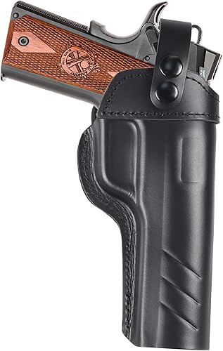 OWB 1911 - Funda de cuero de grano superior que se adapta a la mayoría de estilos 1911 - se adapta a Colt 1911 para Kimber 1911 se adapta a