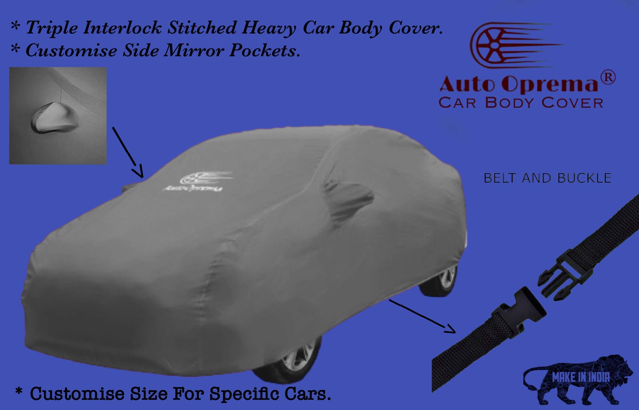 Auto Oprema Trend Water and Heat Resistant Car Body Cover Compatible with Hyundai Santro Xing Car Bumper to Bumper Accurately (Premium Grey with Mirror)