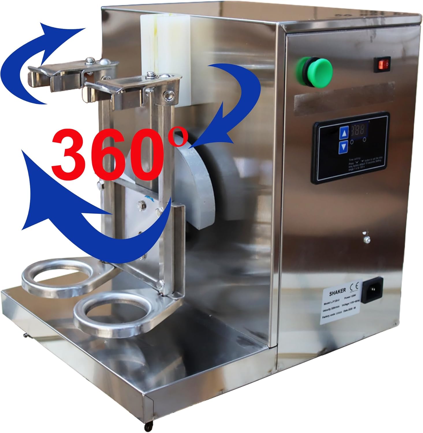 Milk Shaking Machine Stainless Steel Double-head Auto Milk Tea Shaker Machine for Bubble Milk Tea with 2pcs 750ml Stainless Steel Cups and 2pcs 700ml Transparent Cups Milk Mixer Blender 110V
