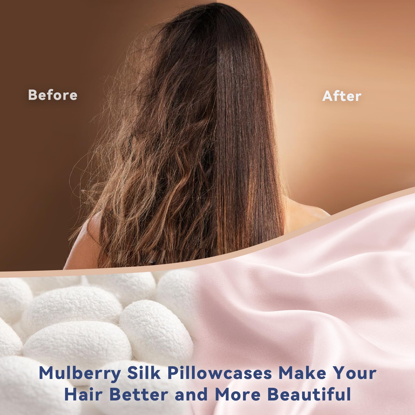 Jaciu Federa 100% seta, per capelli e pelle, federa in seta di gelso su entrambi i lati 21 Momme 600 fili morbidi e traspiranti (Rosa, 51x76cm, 1 pezzo)