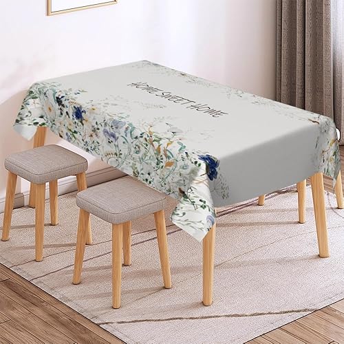 Miniatura 10 de Mantel rectangular rústico a prueba de derrames, impermeable, con mariposas, decoración de mesa, cubierta de mesa de girasol, color marrón y