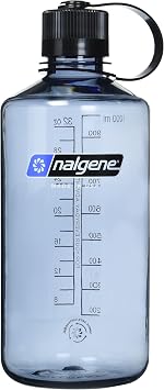 Nalgene Sustain 32 oz. Wide Mouth Water Bottle & Sustain Tritan BPA-Free Water Bottle Made with Material Derived from 50% Plastic Waste, 32 OZ, Narrow Mouth,Grey