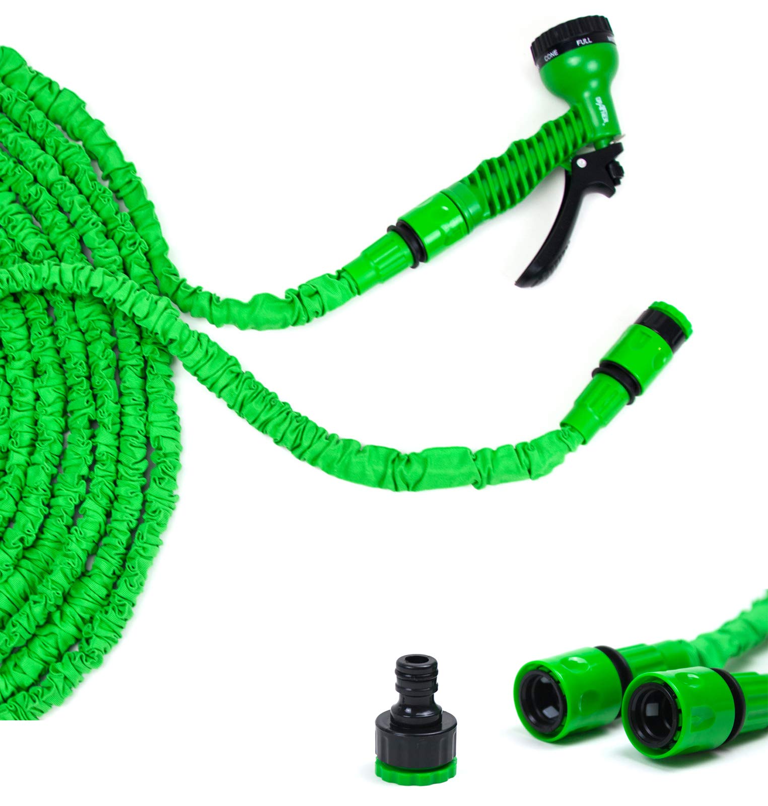 Grafner Flexibele slang Basic, 22 meter, met multifunctionele sproeier, stabiele latexkern, geen ruimte, massieve uitvoering, groene flexibele tuinslang, flexibele tuinslang, flexibele slang, rekbaar
