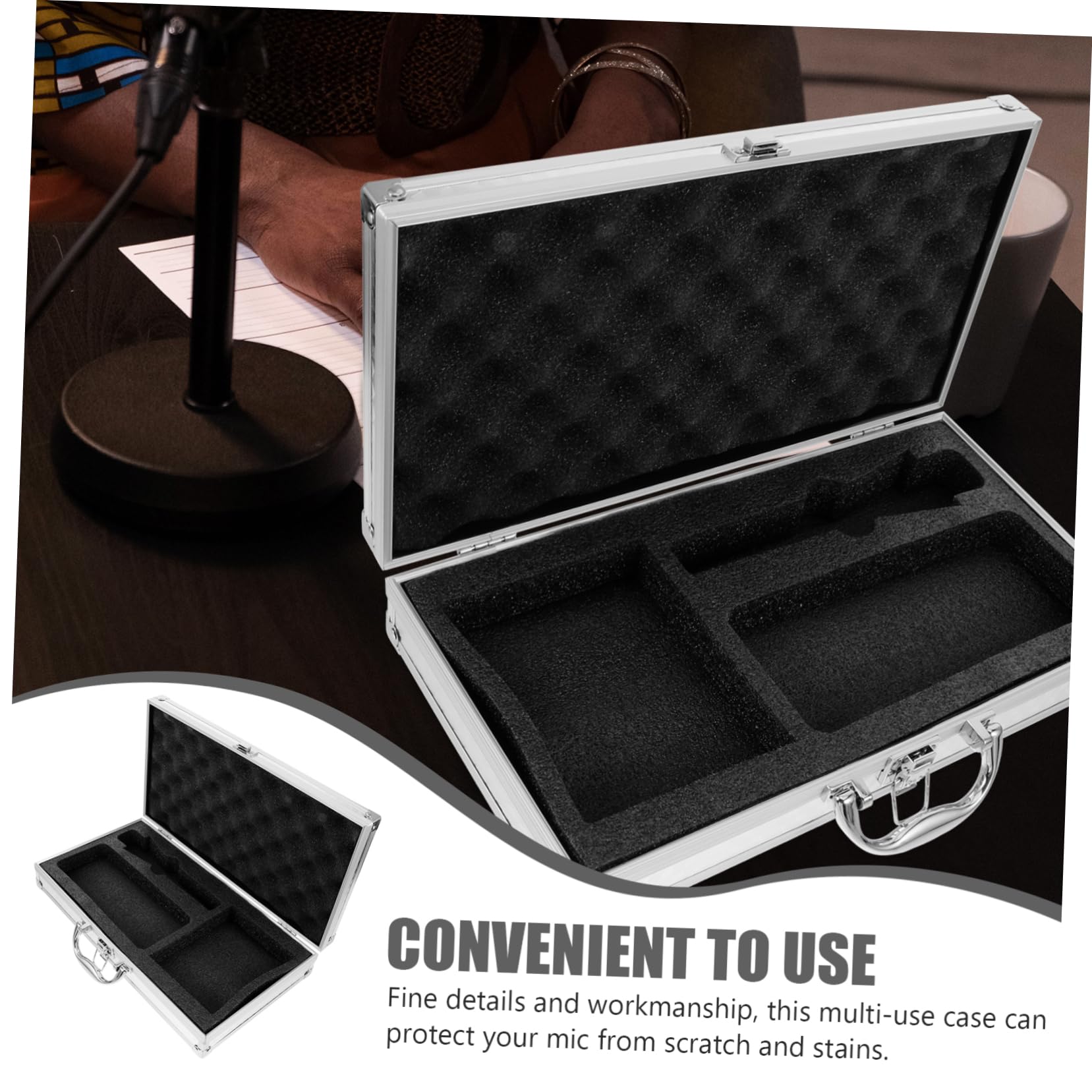 TOYANDONA Custodia Rigida in Lega di Alluminio Inserto in Spugna per Microfono Wireless e Scheda Audio, Riutilizzabile, Protezione da Urti e Cadute per Uso Outdoor