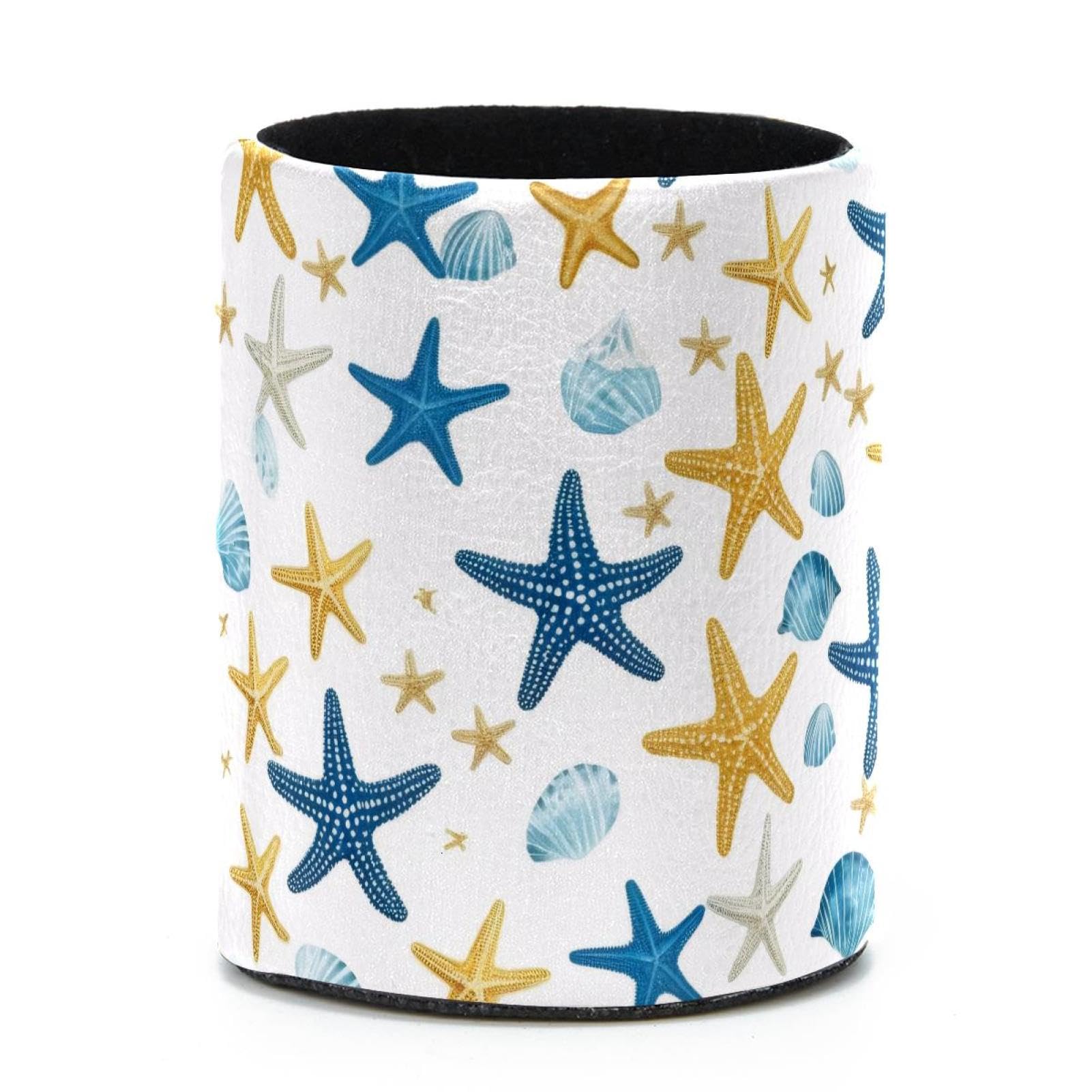 VAPOKF Round Pencil Holders for Desk, Starfish Seashells Pen Holders Pen Pot Makeup Brushes Storage Desktop Stationery Supplies Organiser for Home Office