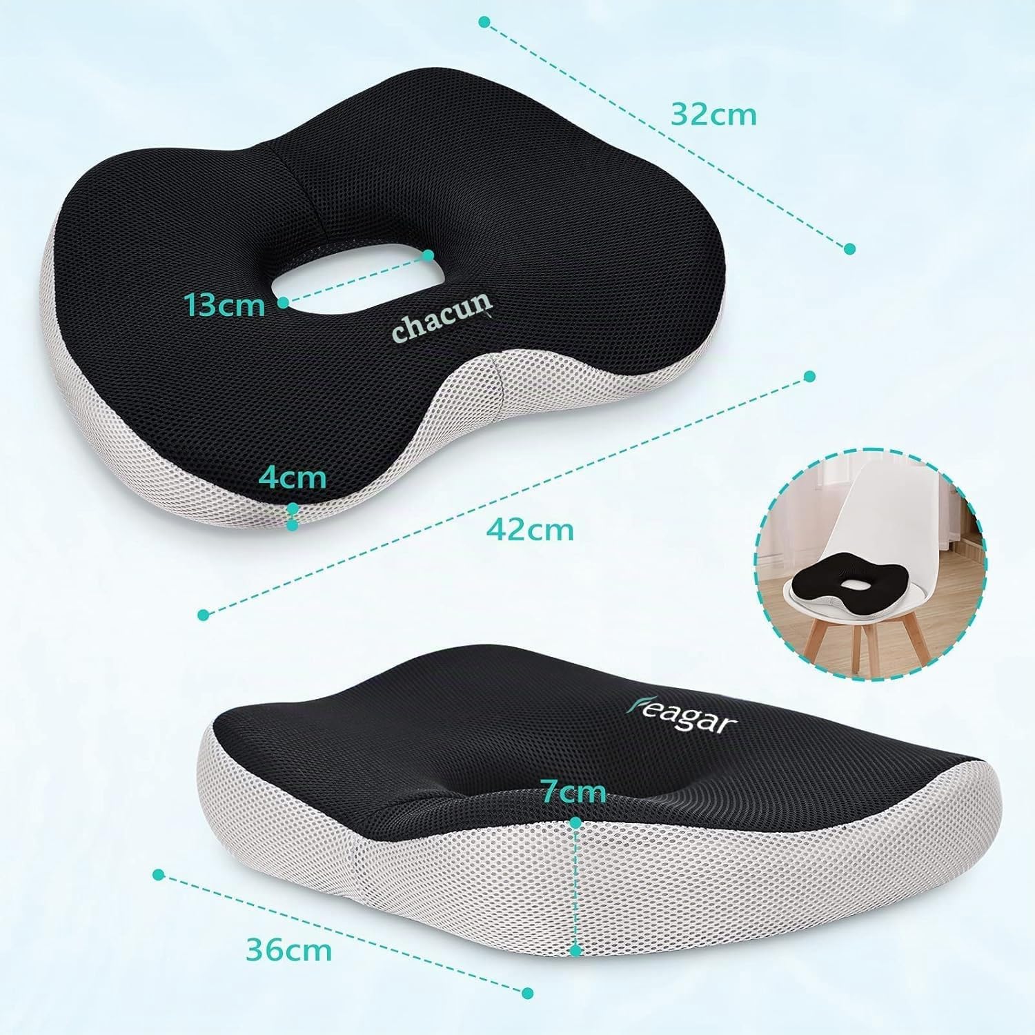 Feagar Coussin Donut Mousse Mémoire - Orthopédique & Hémorroïdes