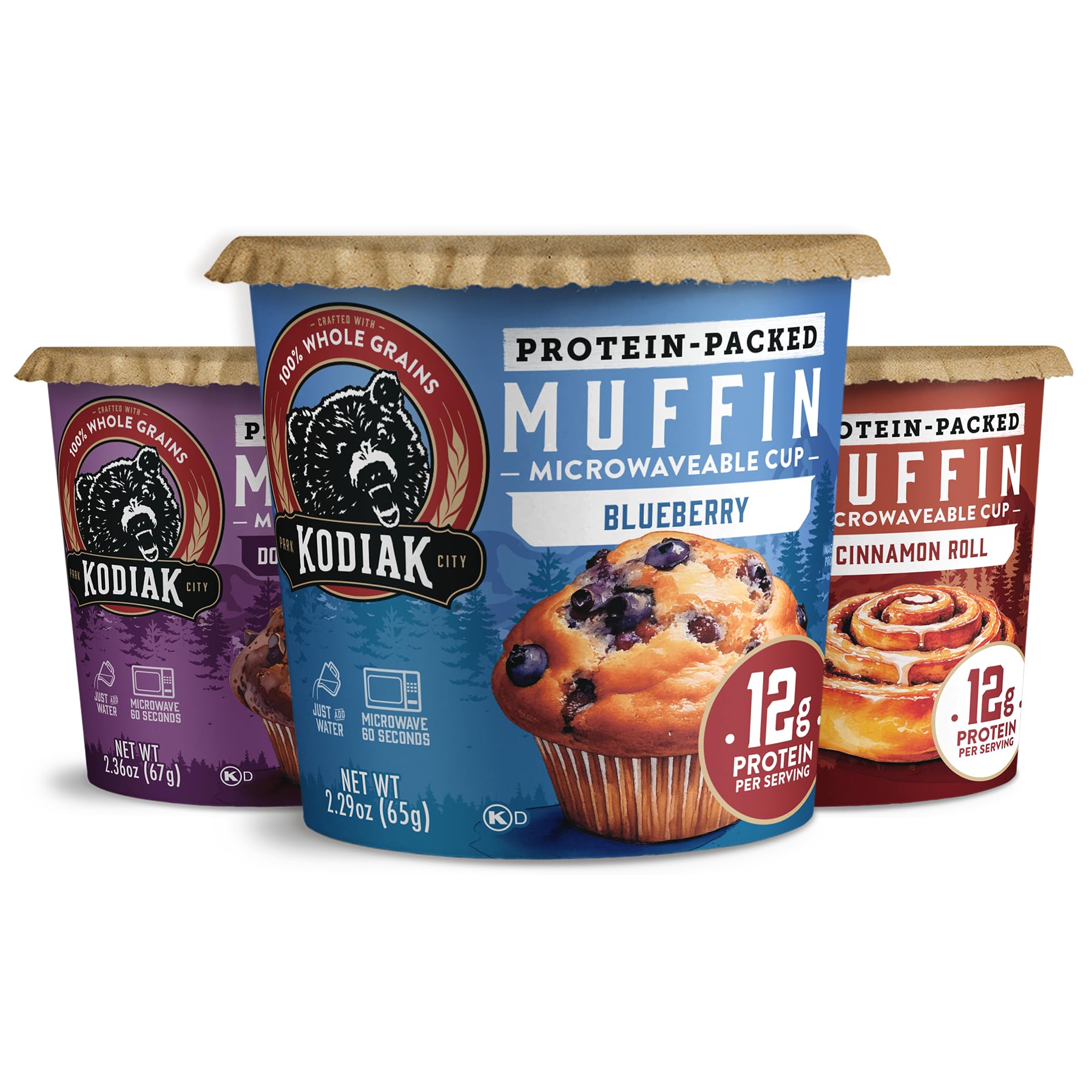 Kodiak Lot de 12 moules à muffins à grains entiers riches en protéines
