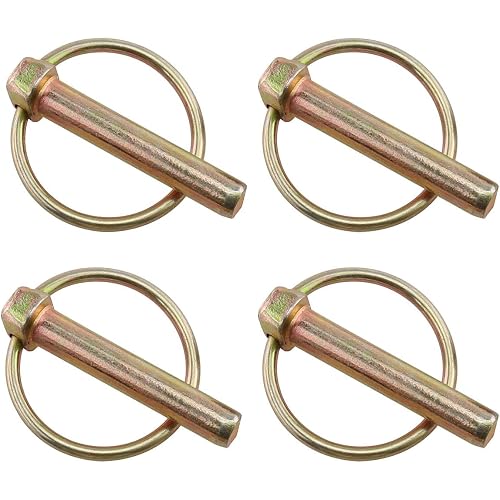 E-outstanding Linch Pin 4PCS 45mm Heavy Duty Lynch Pin Shaft Locking Pin Fastener Assortment Kit for Farm Tractors Trailers Trucks Mowers Trolleys and Carriages M8(5/16Inch)