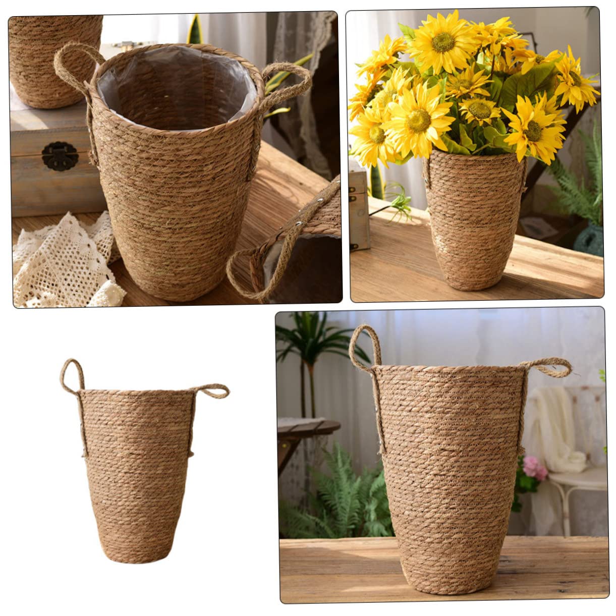 Handgefertigter Geflochtener Pflanzenbehälter Rattan Eleganter Blumentopf Für Moderne Wohnräume Für Blumen Und Pflanzen Wohnzimmer Küche Garten Und