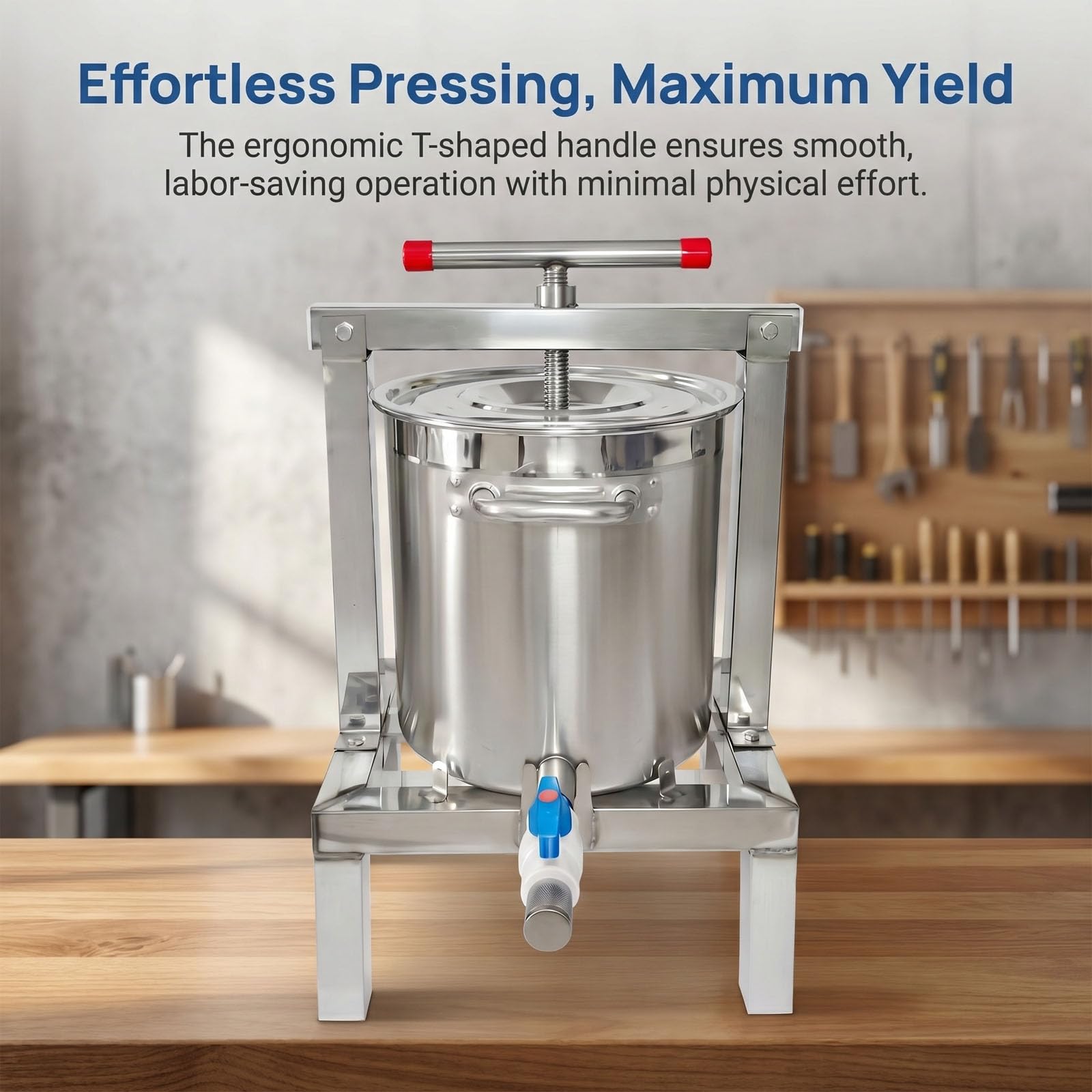 Estrattore per miele, pressa per vino e frutta, in acciaio inox, a forma di T, manuale, per succhi, verdure, vino, miele