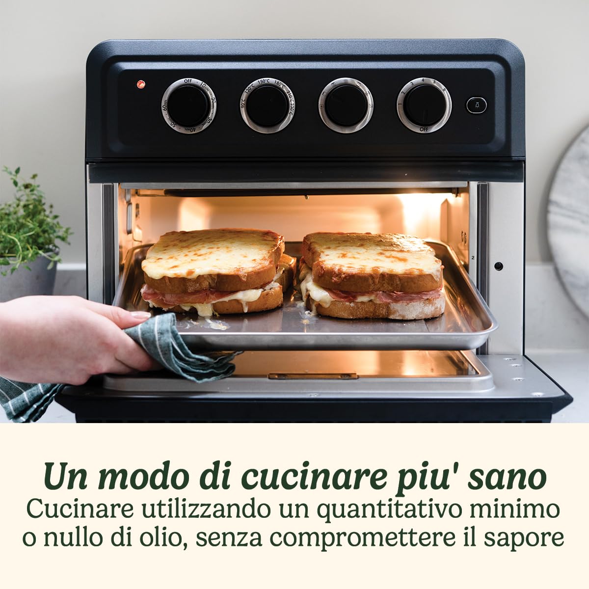 Cuisinart Air Fryer Mini Oven | 7 in 1: Air Fry, Roast, Bake, Grill, Toasties, Toast & Keep Warm | 2 livelli di cottura, 17L di capacità, spazio per un pollo intero da 1,8kg | Efficienza energetica