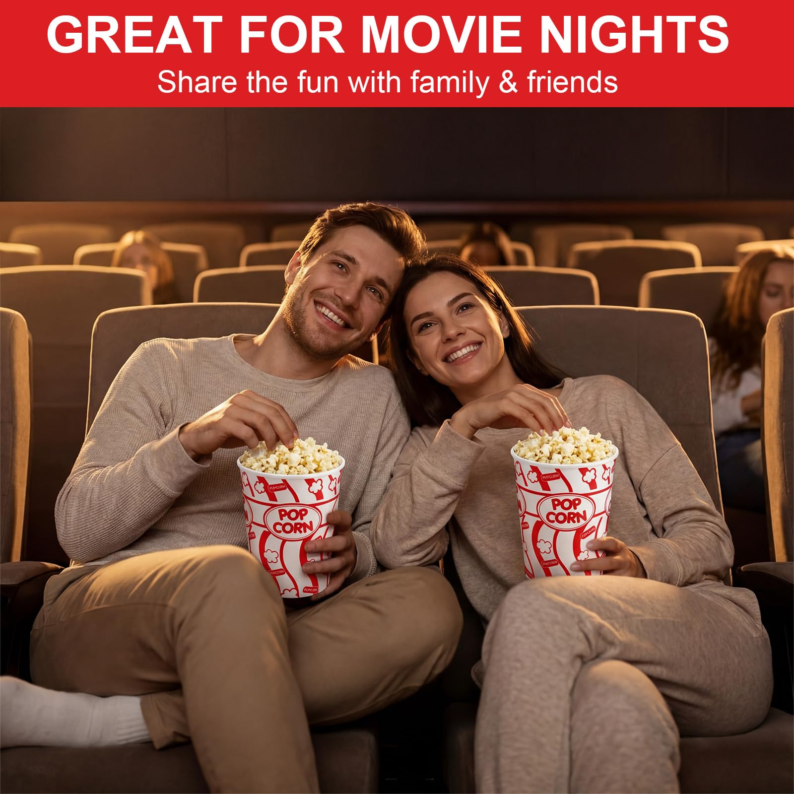 LemonRoad 100 Stück Popcorn-Eimer, 907.2 g fettdichte Kraft-Popcornbecher, Einweg-Kartoffelchips-Behälter, Behälter für Filmabend, Theater, Zuhause, Party, Karneval, Camping